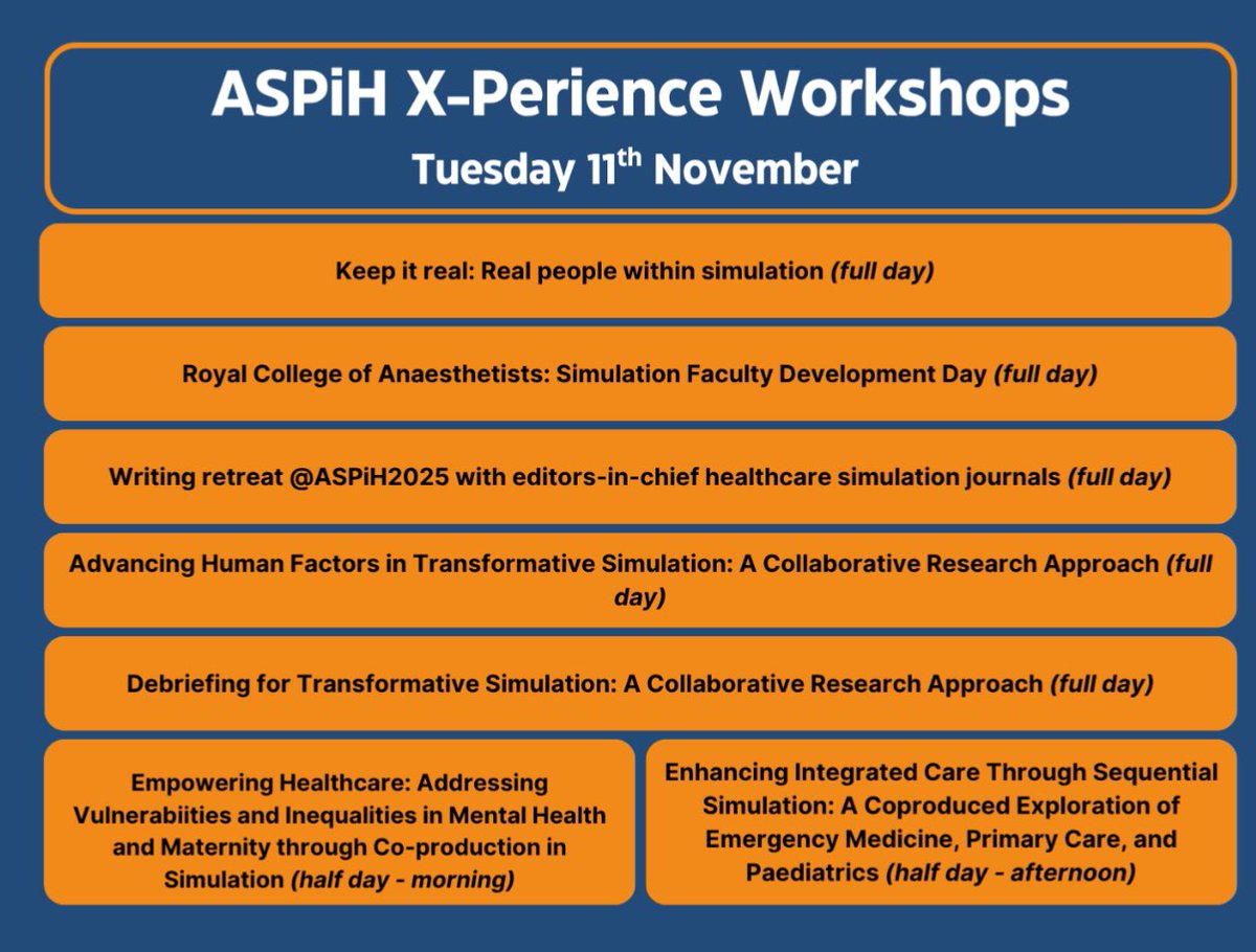 MillieColette's tweet photo. The ASPiH X-perience day is a fantastic opportunity for developing your simulation practices/ programmes: Mental Health, Maternity, Primary, Emergency, Paediatric care, Co-production, research, writing &amp; faculty skills are covered-click &amp; Join us https://t.co/P4KOnNdluf @ASPiHUK https://t.co/sZ4JmJtc3c