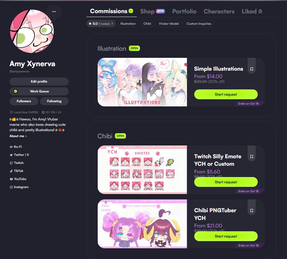 Amy_Xynerva's tweet photo. (💗&amp;🔁 appreciated!)

Hamloo, my #VGenComm service is currently on a 30% discount because I need to raise around $60 to buy live2d cubism (just if the student email worked, hopefully)

If you're interested, you can go directly to my Vgen
❤︎ https://t.co/OgUL0Zpg3p https://t.co/rr24I1Nsci
