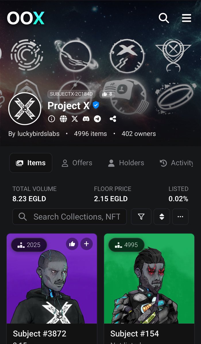 🧅 OnionX 🧅 #OOXMarketplace $ONX #MultiversX (@oni0nx) on Twitter photo GM OnionS 🧅
Subject by <a href="/ProjectX_DAO/">Project X 🧬</a> on OOX are on fire!!
They don't even have time to be listed before they're bought up!
oox.art/marketplace/co… GM OnionS 🧅
Subject by <a href="/ProjectX_DAO/">Project X 🧬</a> on OOX are on fire!!
They don't even have time to be listed before they're bought up!
oox.art/marketplace/co…