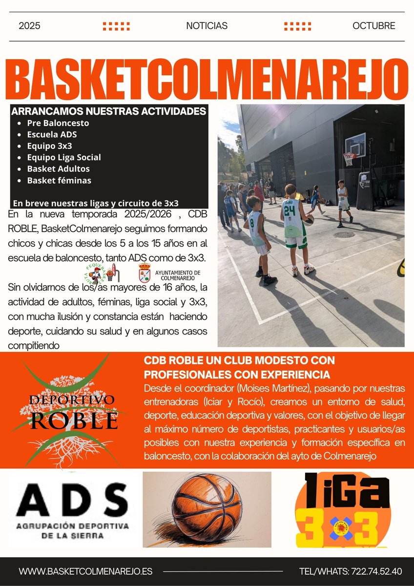 Te invitamos a leer y compartir nuestro noticiario del club !!!
basketcolmenarejo.es/noticias-baske…

#basketcolmenarejo #ligaAds #basketadultos #basketfeminas #colmenarejo #ligasocial #pequebasket #prebaloncesto #equipos3x3 #torneosdebasket #InscripcionesAbiertas