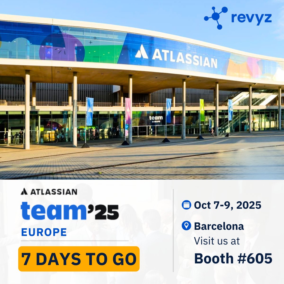 One week to #Team25Europe in Barcelona! 🇪🇸

Revyz will be there to demo how we simplify #JiraCloud — from automated backups to compliance-friendly workflows.

✅ Stop by to see how we cut Jira chaos.

👋 Come say hi!

<a href="/Atlassian/">Atlassian</a> 

 events.atlassian.com/teameurope
#Team25Europe #Atlassian