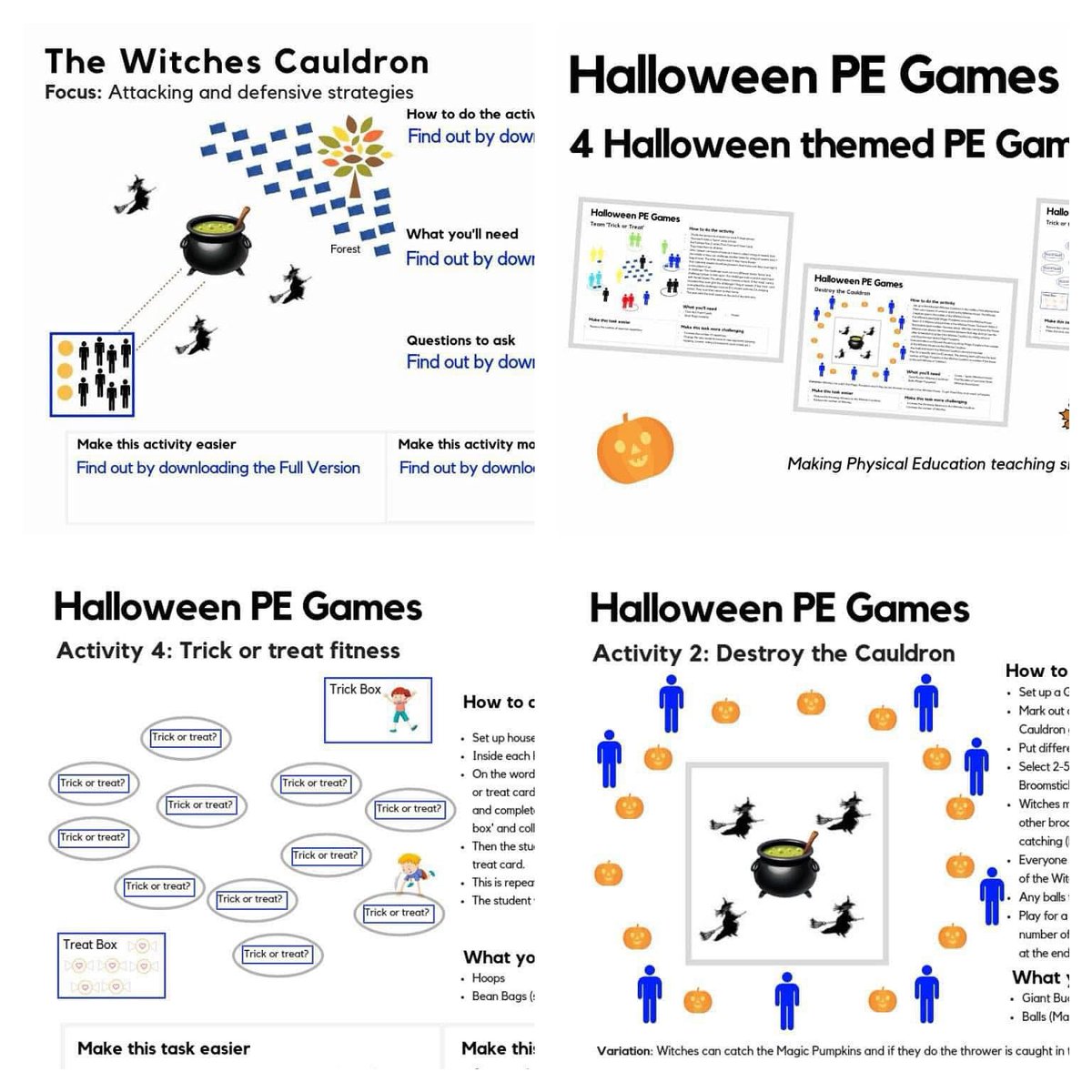 Halloween PE Resources 👻🧟‍♀️🧙

🎃 Halloween PE Games Resource Pack
🎃 The Witches Cauldron PE Game
🎃 Zombie Tag

Grab your resources now @ thepeshed.com/halloween
