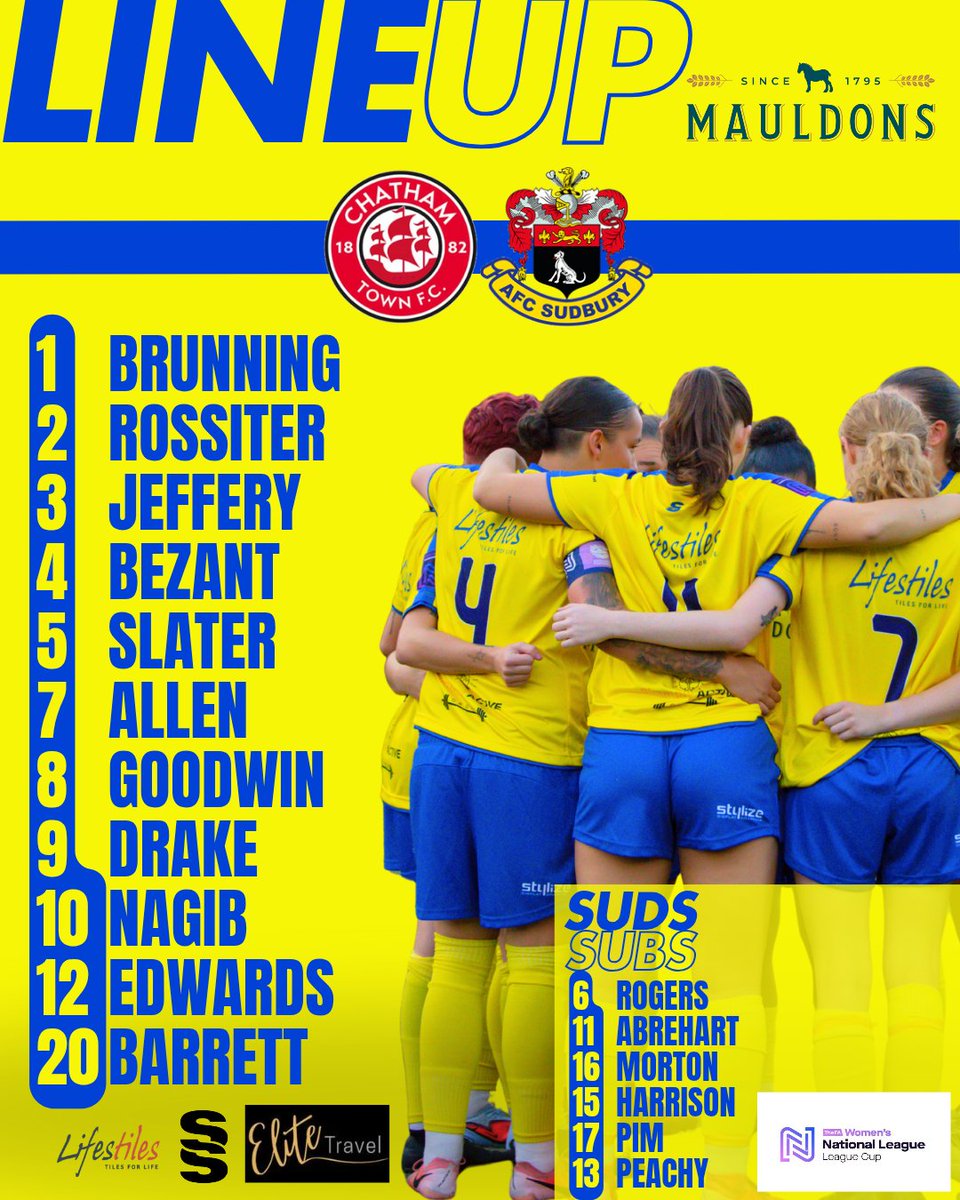 Here's how we line up this afternoon vs <a href="/ChathamTownWFC/">Chatham Town Women</a> in the <a href="/FAWNL/">FA Women's National League</a> Cup 💛💙