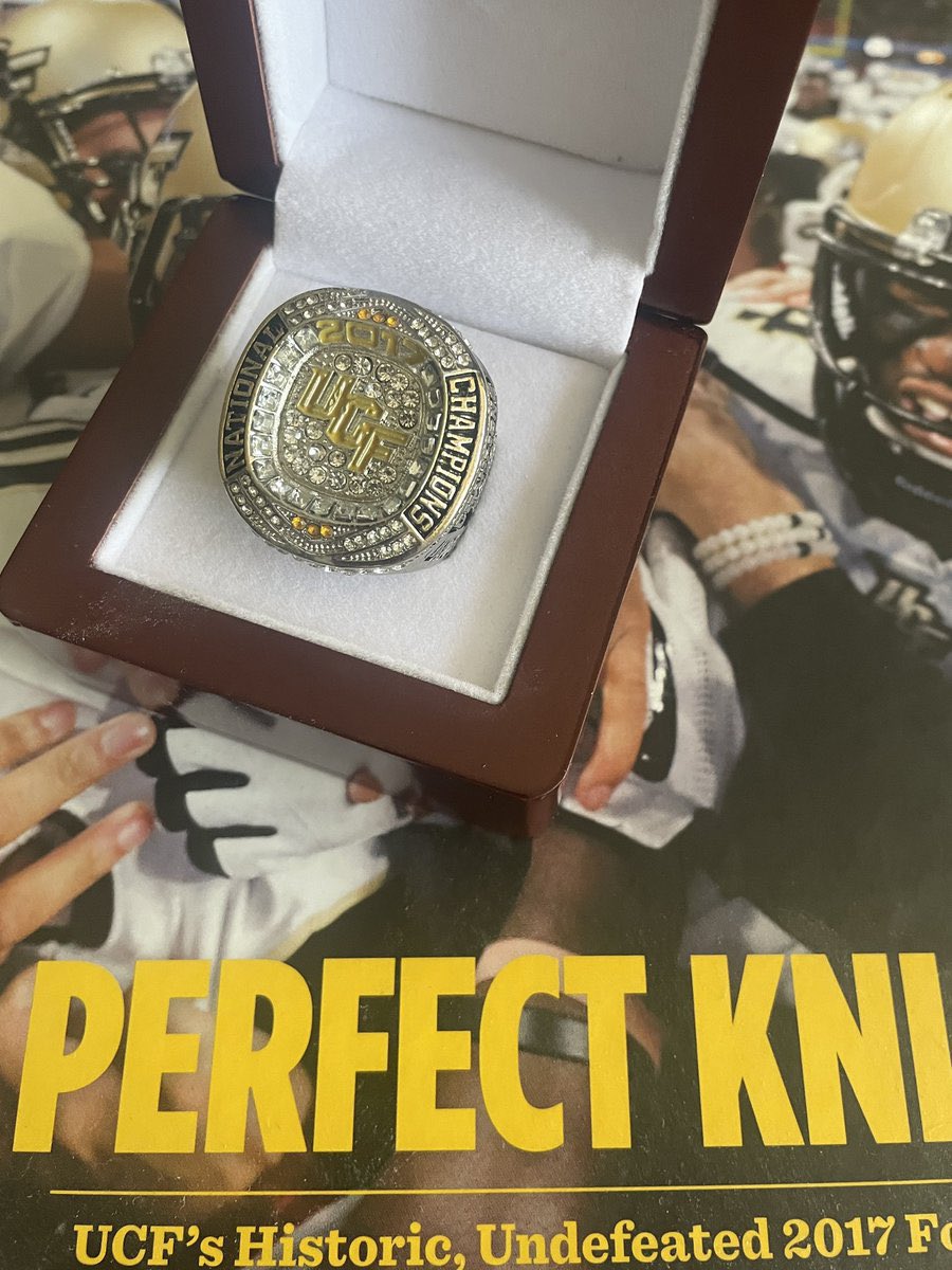 SSN_UCF's tweet image. In honor of Coach Frost returning I am giving away a replica 2017 National Championship ring. 💍 

Follow me, RT &amp;amp; predict the score to the 10/4 Kansas game. Oldest tweet with the right score posted before kickoff wins. One entry per account. Must be in continental US.