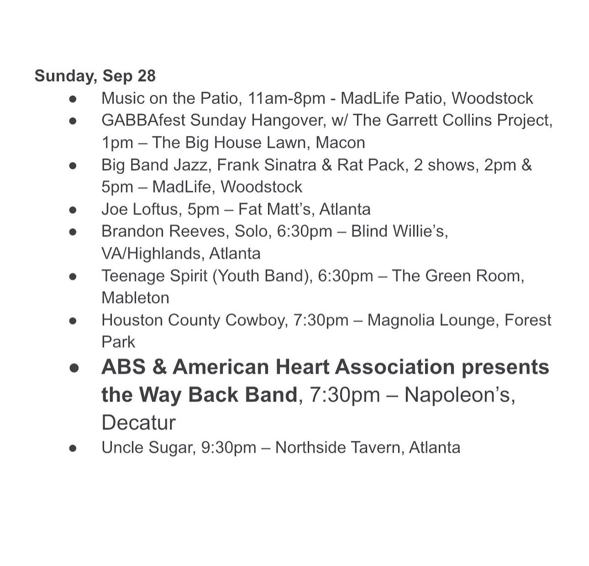 It’s another Sunday Fun Day ABS, and that means another opportunity to enjoy &amp; support some live music!  🎶🎵💙💙🎵🎶 #atlantabluessociety #supportliveblues #supportlivemusicvenues #supportlivemusic #supportlivebluesvenues