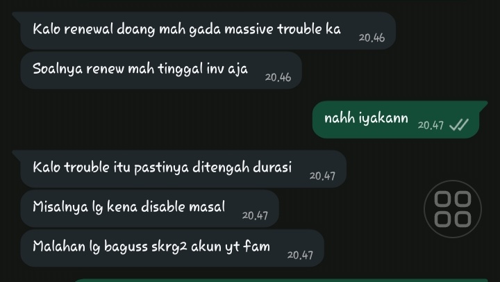 seller yg ku beli bacot massive trouble.. meanwhile yt fam skg bagus2 WKWKWKKW KOCAK BGT NI SELLER MANA PD BGT NANYA KENAPA GW BLOCK DIA YA KRN LO ANEH LAH GILA DAN GW GA BUTUH AKUN LO LG MAKANYA GW BLOCK?? huft nyesel knp td lgsg gue apus chatnya di dm