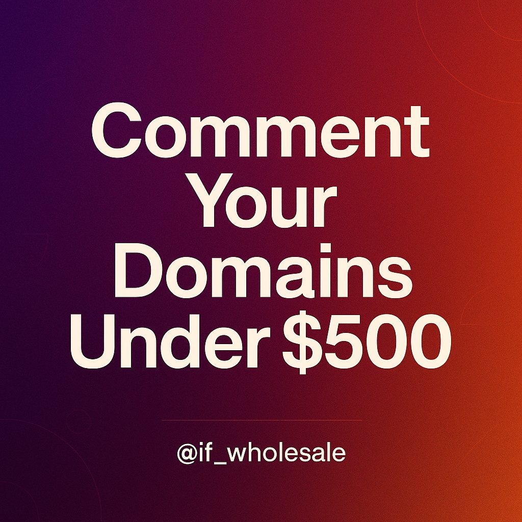 if_Wholesale's tweet image. Comment Your Domains Here

Got a name you are ready to wholesale, share it below and let the market decide

• One domain per line
• Only share domains with less than $500 asking price

Start Promoting your #domains

#domainsales #spaceship #sellerhub #domaining #domainnames