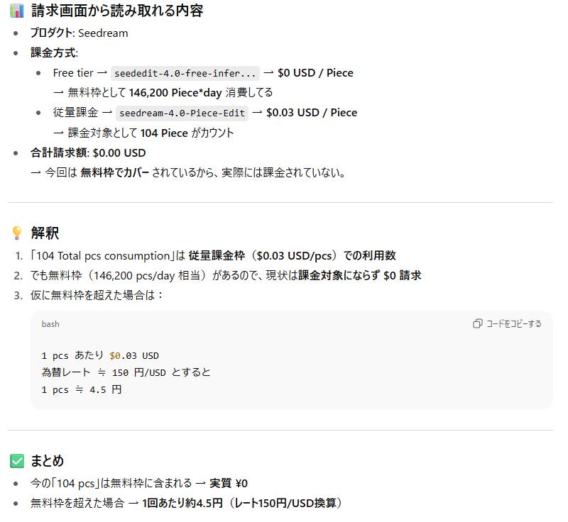 artAIartAI's tweet photo. ①seedreamの請求系画面②146200枚まで1日あたり無料ってバグ読み取り③あと38枚作ったら有料でっせメールくる ①When I checked the billing screen on seedream, ②it showed a bug where up to 146,200 cards per day are free. ③If I make 38 more cards, I'll get a paid email.　#seedream https://t.co/qDswuJsf1G