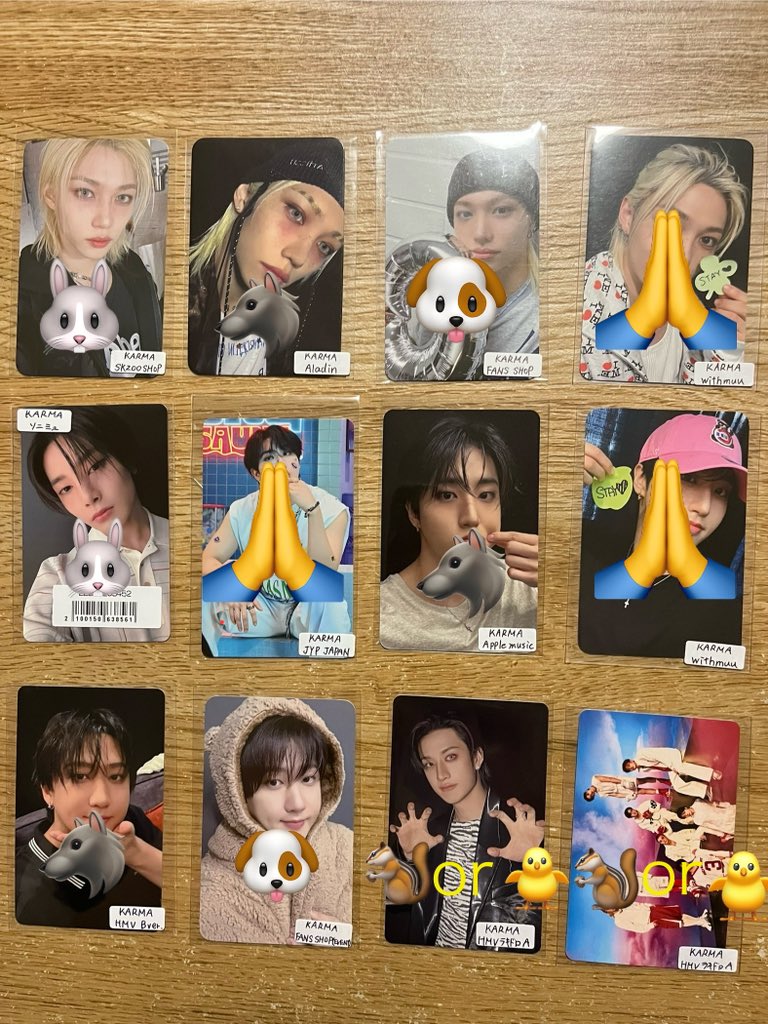 tsuki031825's tweet photo. Stray Kids スキズ KARMA 店舗特典
交換 特典トレカ

譲　バンチャン、フィリックス、ハン、
　　チャンビン、アイエン、ALL

求　画像参照

同種交換希望です。

郵送📮交換できる方、お気軽にお声掛けください！
よろしくお願いします🙇‍♀️ https://t.co/dDo2eDMllI