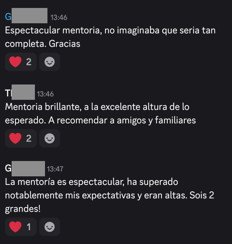 semillabtc's tweet image. Algunos testimonios de alumnos al cierre del 4º y último Bloque en vivo de la Mentoría de Custodia que acabamos de finalizar ⤵️
Ahora todavía les queda una semana de ejercicios, tests y creación del Plan de Custodia con apoyo 24/7📝
Ha sido una edición para enmarcar
¡Gracias!