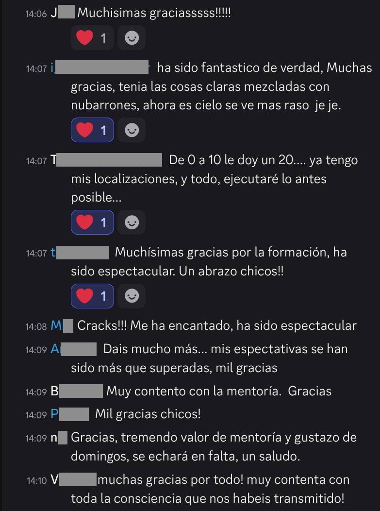 semillabtc's tweet image. Algunos testimonios de alumnos al cierre del 4º y último Bloque en vivo de la Mentoría de Custodia que acabamos de finalizar ⤵️
Ahora todavía les queda una semana de ejercicios, tests y creación del Plan de Custodia con apoyo 24/7📝
Ha sido una edición para enmarcar
¡Gracias!