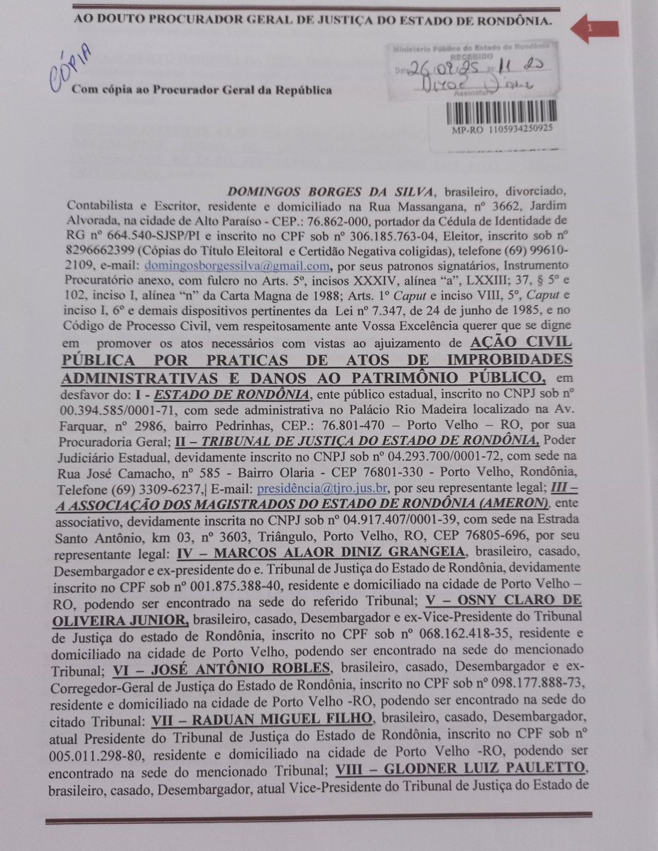 DOMINGOS_BORGES's tweet photo. Também enviei Requerimento ao Procurador Geral da República para instauração de eventual Inquérito Penal. https://t.co/M7G1fzSSyG