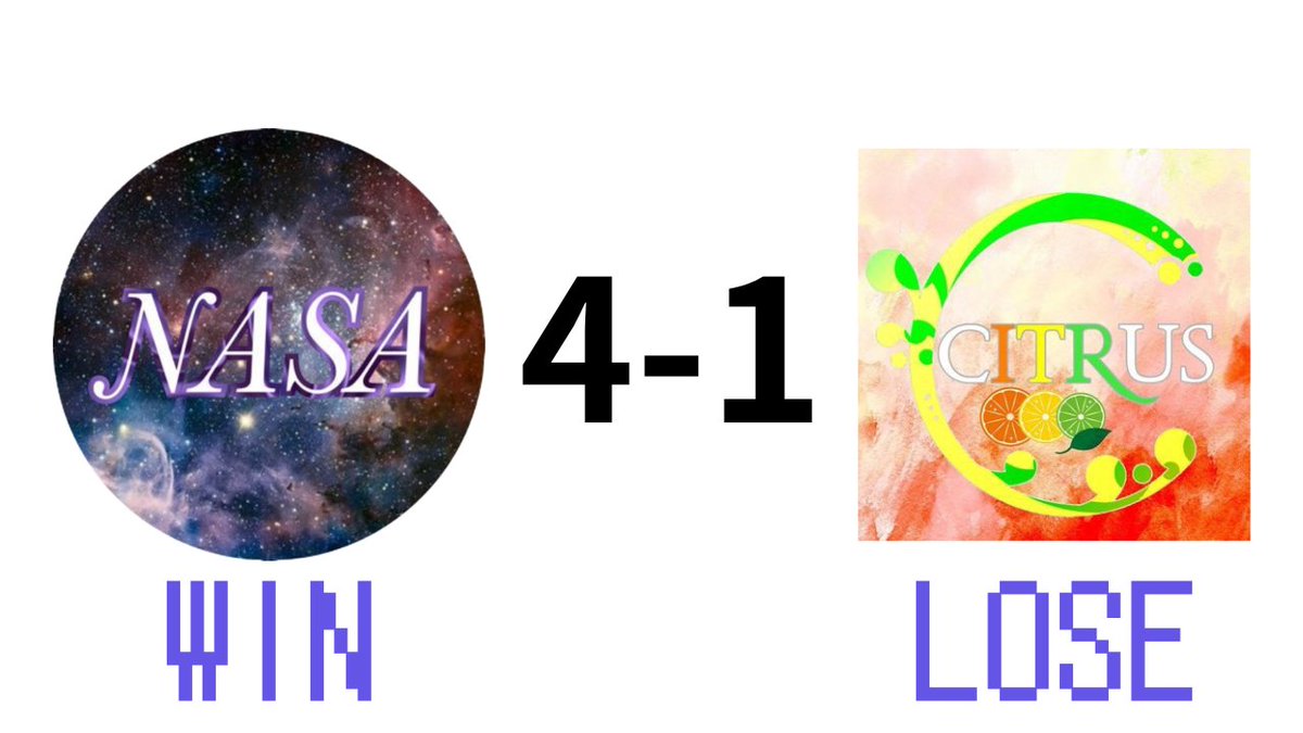 対抗戦お疲れ様でした。
NASA VS CITRUS
結果は4-1でNASAの勝利となります。
参加者された方々お疲れ様でございました。ゆっくり休んでください。