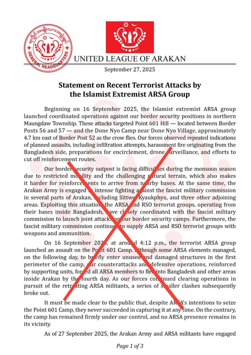 ArkPressNet's tweet photo. The Buddhist terrorist groups AA and ULA released a statement accusing ARSA of being a Muslim terrorist group. In reality, they have been spreading fake news and propaganda for a long time. It is important to understand their deceptive tactics and not believe their false claims. https://t.co/Tga6Aeuk86