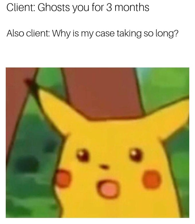 lpnlolz's tweet image. When the client disappears for an entire fiscal quarter... then demands to know why we’re not in court yet.

#LawyerLife #ClientLogic #DelayedByGhosting