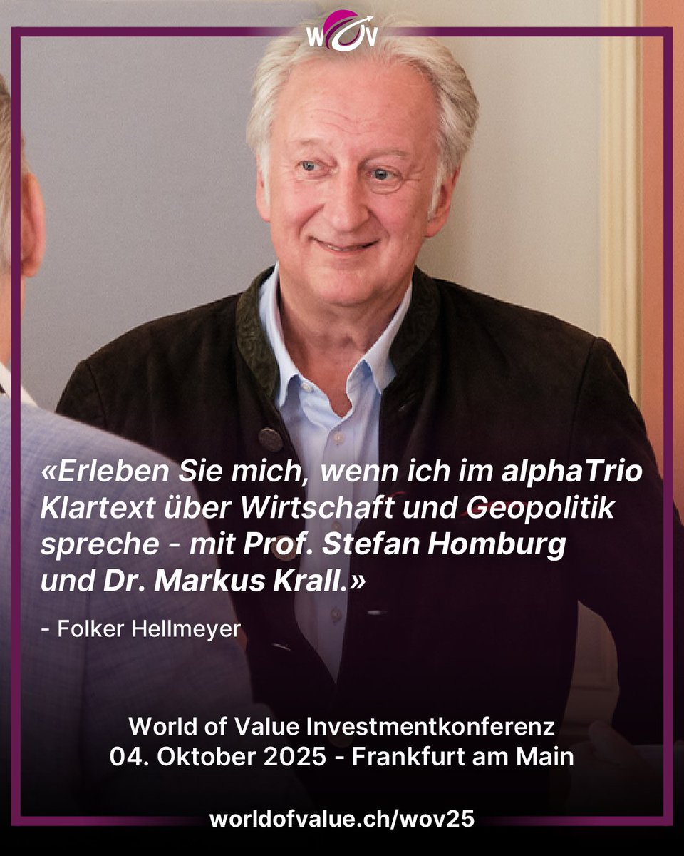 World of Value (@worldofvalue) on Twitter photo 🚨 Nächsten Samstag ist es soweit: #WOV25 in Frankfurt!
Folker Hellmeyer live im alphaTrio mit <a href="/SHomburg/">Stefan Homburg</a> & <a href="/Markus_Krall/">Dr. Markus Krall</a> .
Klartext über Wirtschaft & Geopolitik.
👉 Letzte Tickets: worldofvalue.ch/wov25?refId=4a…
#Investment #Finanzbildung 🚨 Nächsten Samstag ist es soweit: #WOV25 in Frankfurt!
Folker Hellmeyer live im alphaTrio mit <a href="/SHomburg/">Stefan Homburg</a> & <a href="/Markus_Krall/">Dr. Markus Krall</a> .
Klartext über Wirtschaft & Geopolitik.
👉 Letzte Tickets: worldofvalue.ch/wov25?refId=4a…
#Investment #Finanzbildung