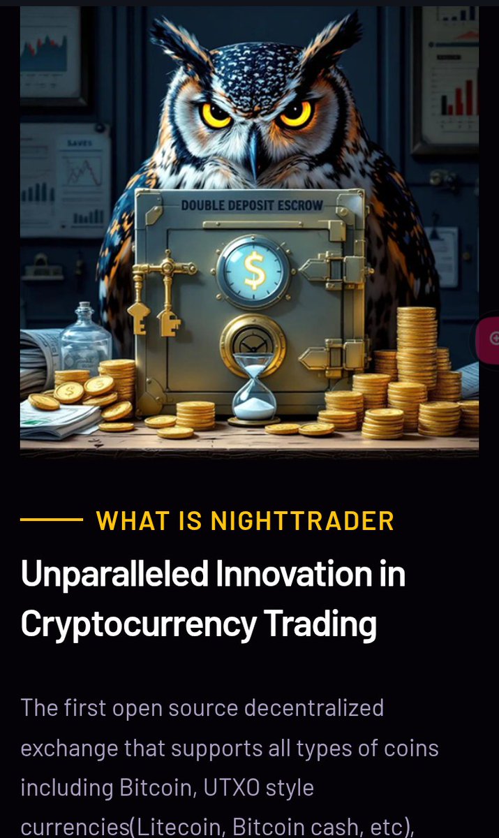 <a href="/NighttraderO/">NightTrader.Exchange</a>  exchange Is a great choice if you like to trade and own your coins meanwhile. 
#YourKeysYourCoins #MostSecure #BitcoinBased #Multisignature 
Users can access with invitations.
The house Of $BAY  <a href="/BitBayofficial/">BitBay</a> 

retro.nighttrader.exchange/#register-2Q8B…

#WeAreCrypto

Y R welcome!