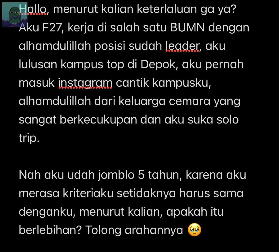 💚 Menurut kalian gimana? Akhir-akhir ini aku sudah ditanya org tuaku terkait “kapan nikah?” Sebenarnya aku sudah siap, tapi ya calonnya tidak ada 🥲