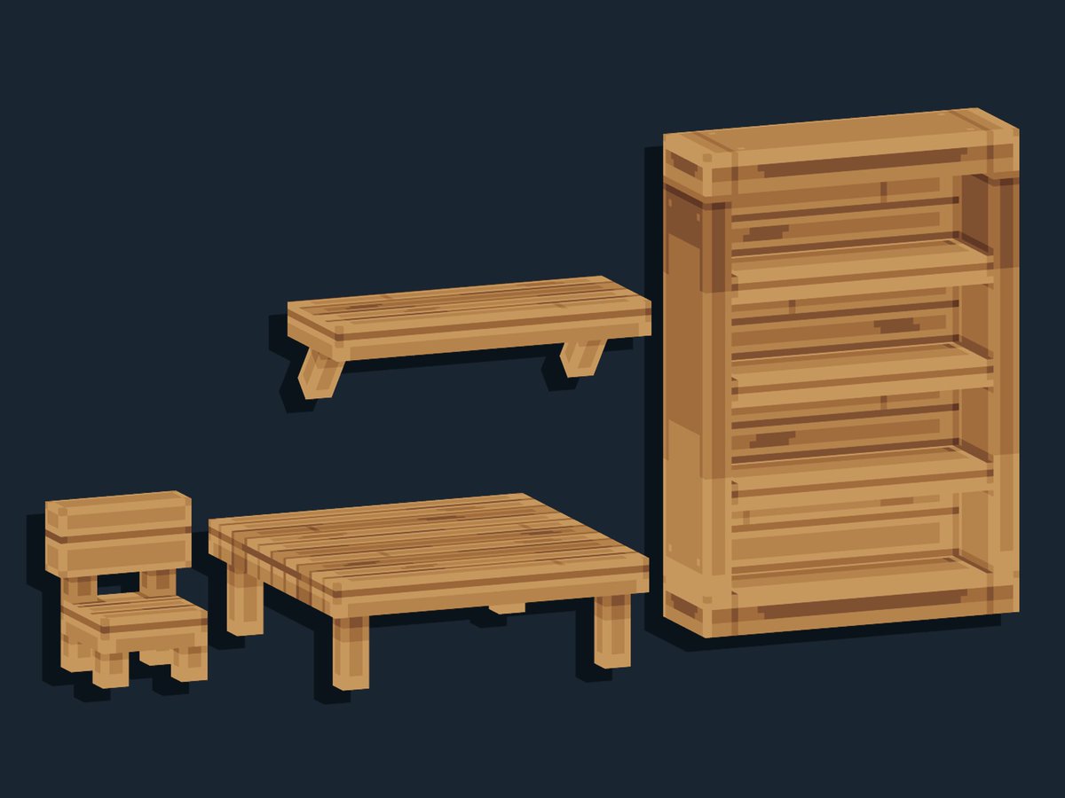 Wooden furniture 🪑 

#lowpoly #Blockbencb #Minecraft
