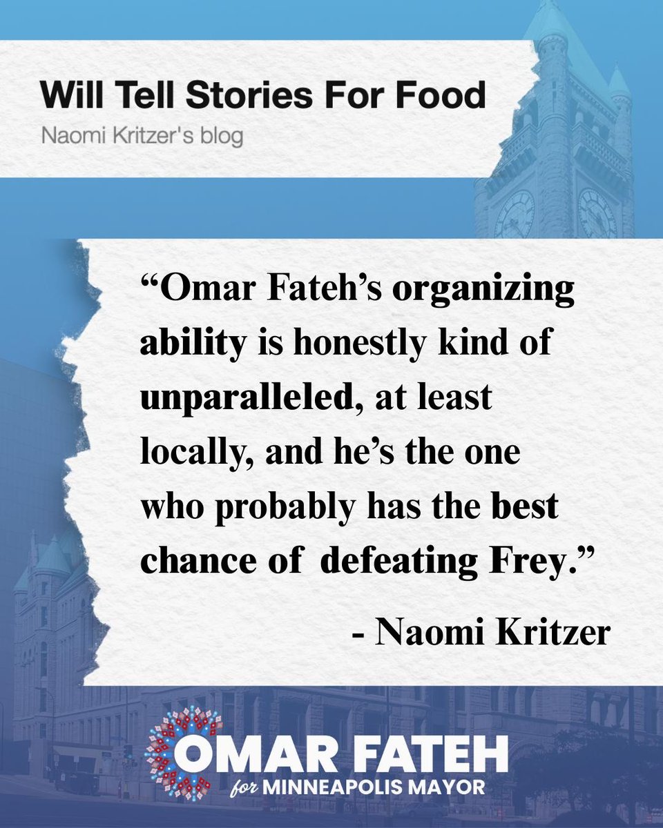 “Omar Fateh’s organizing ability is honestly kind of unparalleled, at least locally, and he’s the one who probably has the best chance of defeating Frey.” - <a href="/NaomiKritzer/">Naomi Kritzer naomikritzer.bsky.social</a>

naomikritzer.com/2025/09/18/ele…