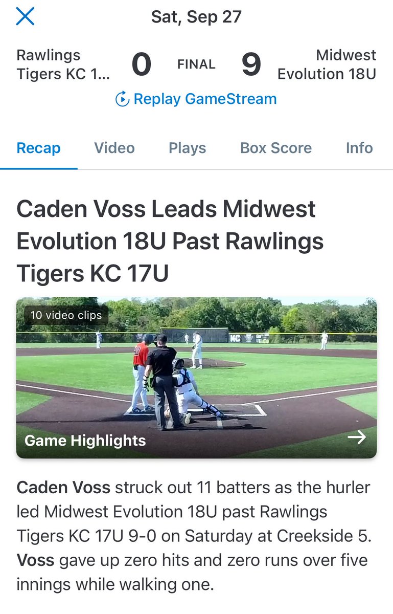 <a href="/vosscaden07/">Caden Voss</a> with a 5 inning no hitter. Complete dominance yesterday.