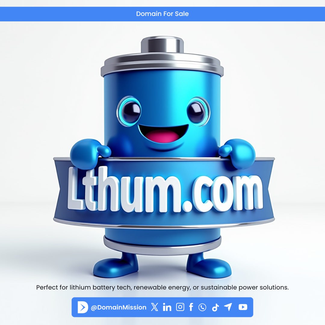 DomainMission's tweet image. Lthum.com ⚡️🔋
A dynamic, modern domain ideal for businesses in the lithium energy or battery technology sector.
#RenewableEnergy
#SustainablePower 
#EnergySolutions 
#FutureOfEnergy
#DomainForSale 
#TechInnovation 
#GreenEnergy
#BatteryTech 
#Lithium 
#Battery