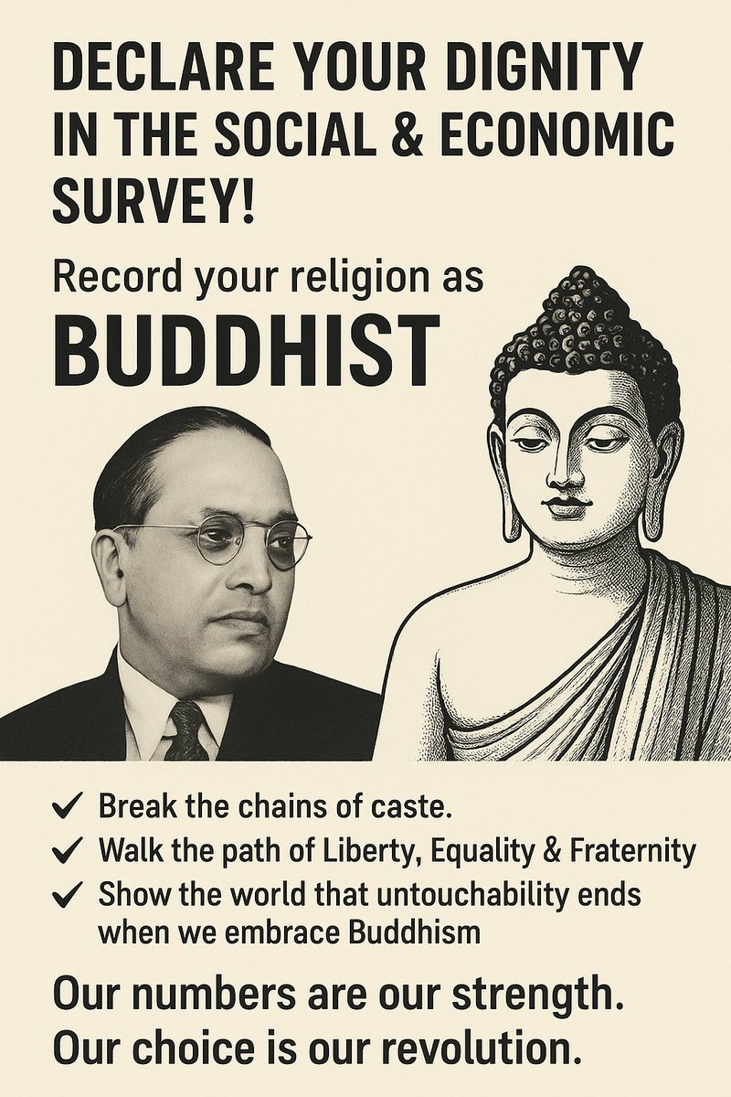 BSS_Karnataka's tweet photo. Declare Your Dignity in the Social &amp; Economic Survey!

Record your religion as Buddhist. https://t.co/05TV7RVyP3