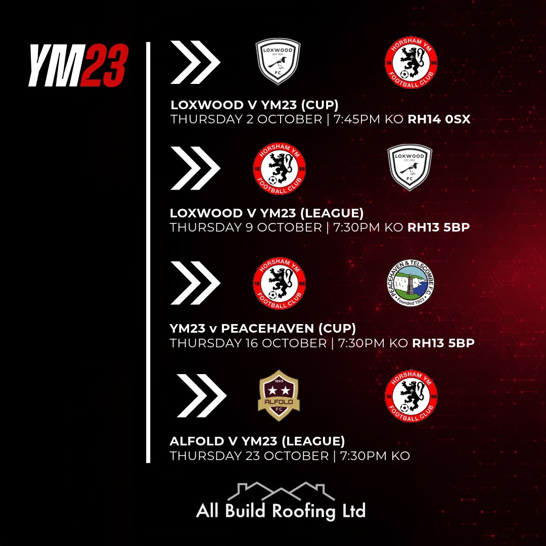 horshamymfc's tweet image. A full October schedule for YM23s kicking off with a double header against @loxwoodfc1920