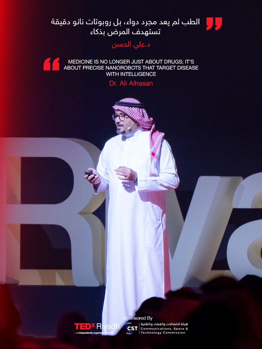 د. علي الحسن قدّم رؤية ملهمة عن مستقبل الطب ودور الروبوتات النانوية في استهداف الأمراض بذكاء 
لمشاهدة حديثه كاملًا

youtu.be/Mtri1bSgP6M?si…
