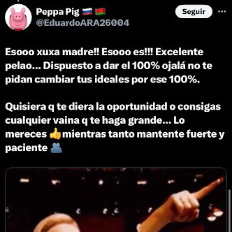 Te acuerdas de esta vaina? 😅<a href="/EduardoARA26004/">Eduardo Iván 🔱</a> 
10 meses después un 12 de mayo conseguí empleo lo cual me ayudo a pagar mi diploma de la U y chuso.... ha mejorado todo y voy por mas. Salu2.