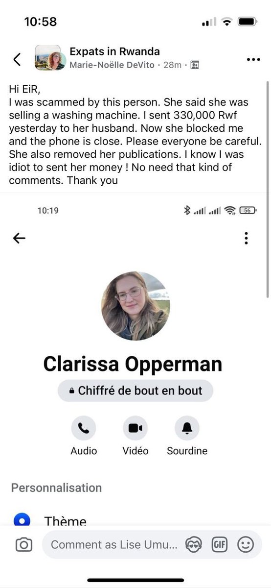 People that use Facebook in Rwanda, this is a scammer. Don’t buy anything from her!