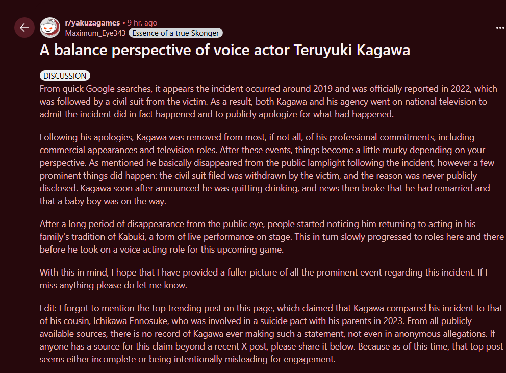 TheDoct37878744's tweet photo. @devilleon7 An interesting thing about the new Hamazaki actor I found, a guy digged into it and couldn't find any source of his supposed "non-apology". The guy apparently did legit apologize and quit drinking afterward, as well as losing all of his major roles. https://t.co/ahgfnLOtoZ