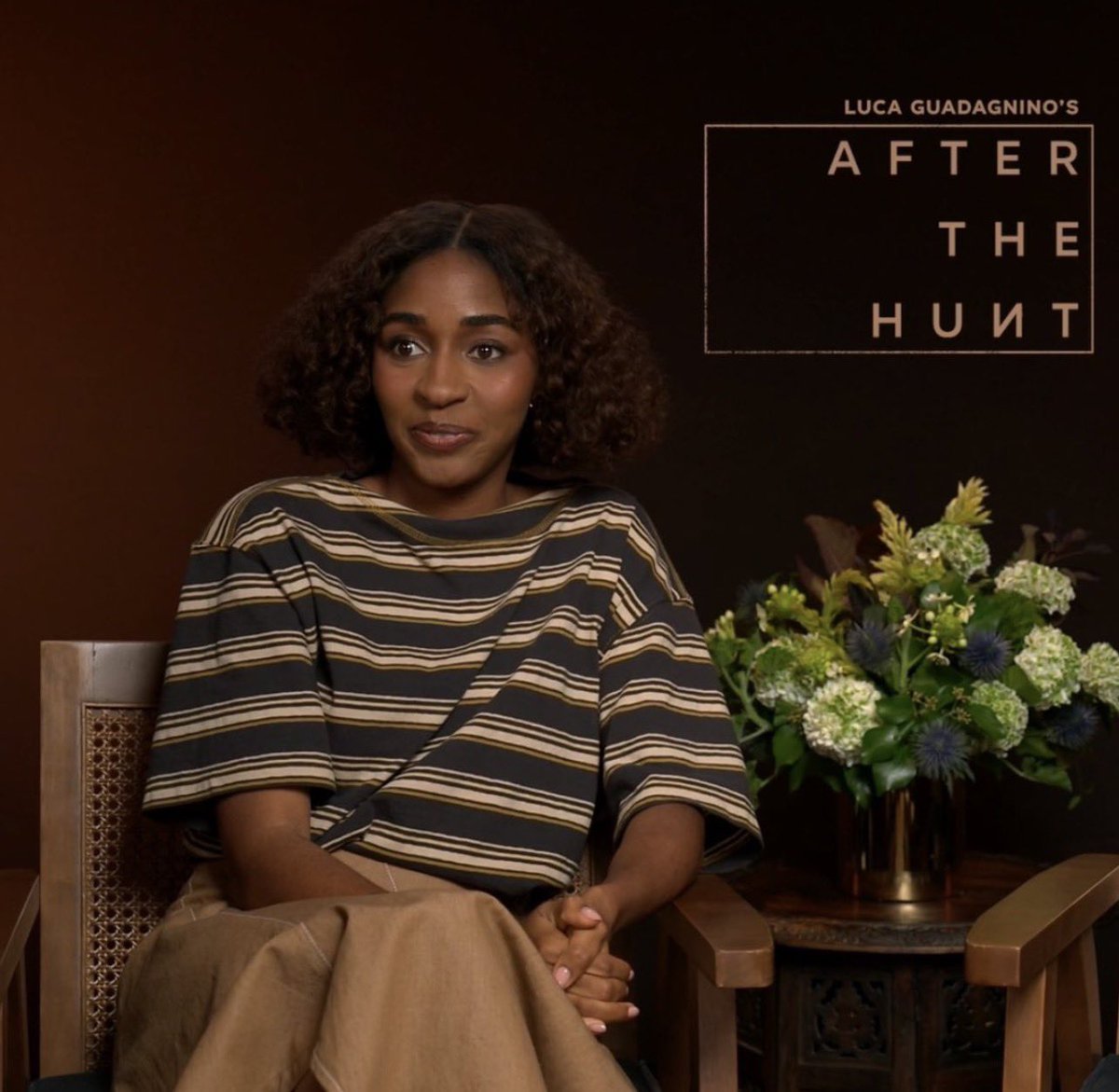 beuck_'s tweet image. ayo edebiri doing interviews for after the hunt yessss
