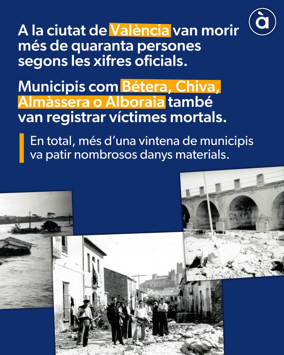 La riuada oblidada del 1949: el dia que el Poio, el Túria i el Carraixet es desbordaren

Coneguda com 'la riuada de les barraques', va quedar eclipsada per la del 1957 i altres catàstrofes posteriors

⬇ Tots els detalls i mapes interactius:
apuntmedia.es/noticies/socie…