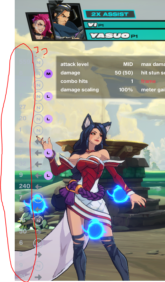 From a visibility and accessibility standpoint this is not a good color choice for the input frames in training mode. #2xko_bugs