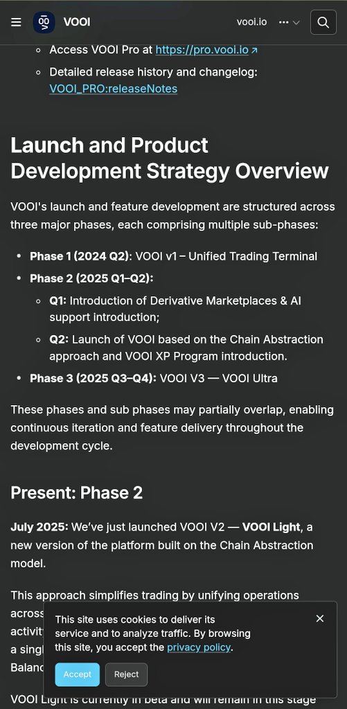 What is <a href="/vooi_io/">vooi</a> roadmap like?

Vooi has now done some more work in Phase 2 which is very beneficial for traders:

- V2 Mainnet launched, many blockchains are working together with the help of Chain abstraction model, there is less worry about gas fees.
- Beta version called vooi