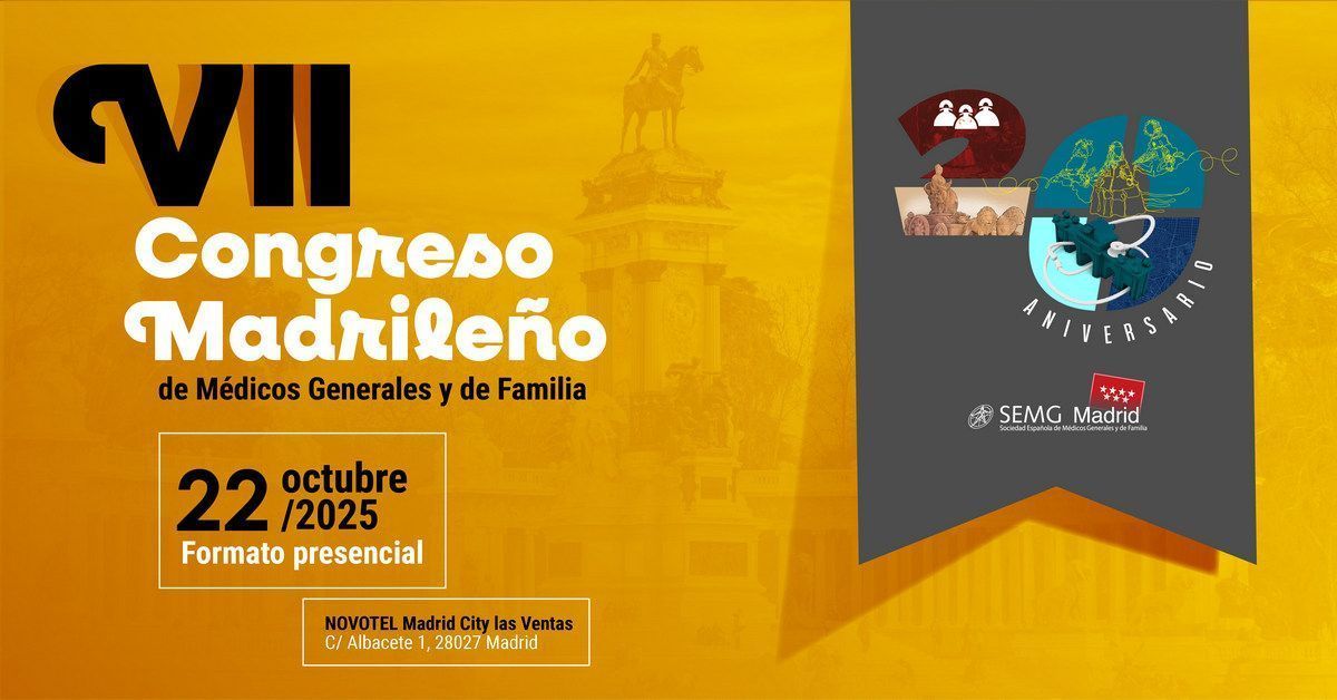 🔜 En menos de un mes celebraremos una de nuestras citas autonómicas más esperadas⤵️ 

➡️ VII Congreso madrileño de Médicos Generales y de Familia

📅 22 de octubre en 📍 Madrid

👨‍⚕️ 👩‍⚕️ Consulta el programa de contenidos y reserva ya tu plaza: buff.ly/QP01NMF