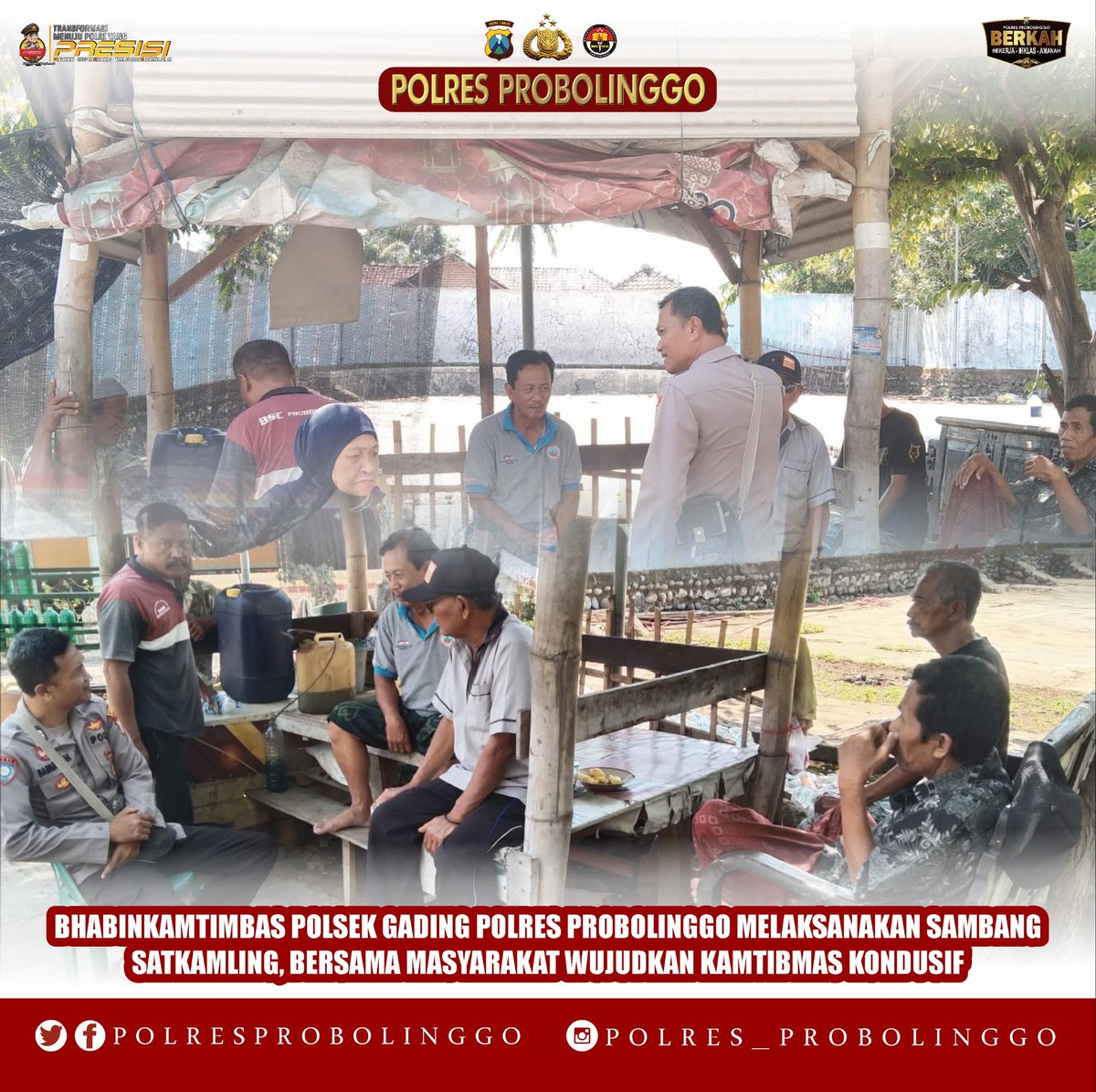 sumber_polsek's tweet photo. Bhabinkamtibmas Polsek Gading Polres Probolinggo hadir bersama masyarakat melalui kegiatan sambang Satkamling.

Dengan komunikasi yang hangat dan kebersamaan, terjalin sinergi untuk menjaga keamanan serta mewujudkan lingkungan yang aman, nyaman, dan kondusif.

🤝 Keamanan https://t.co/gAODHfYLxI