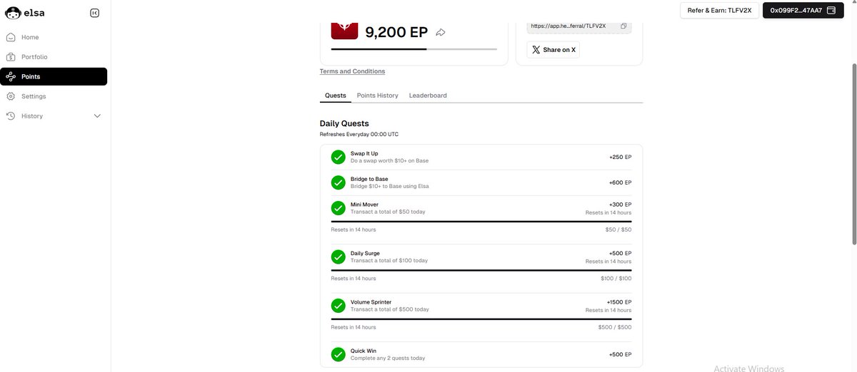 Today Task Complete ✅ 
What About Yours? 
<a href="/HeyElsaAI/">HeyElsa</a> @wallchain_xyz