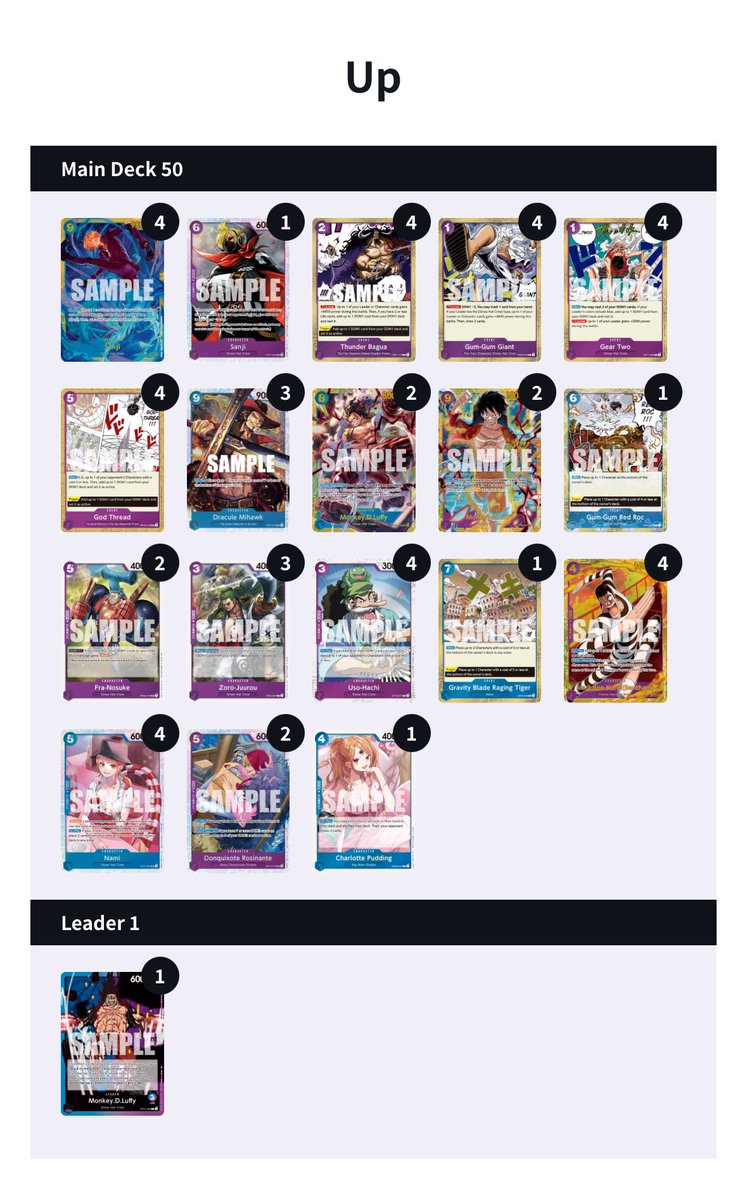 B2B Top Cut unfortunately ended up in the top 32🥲

Mirror 🟢🔴🔴 

The only change I made from the Athens top 8 was adding a 9 cost Luffy for the mirror. 

Qualification taken🔒

#onepiecetcg #onepiececardgame #ONEPIECE