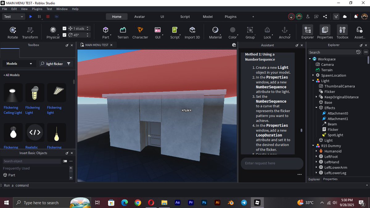 JS_studio1's tweet image. day 1 membuat game roblok