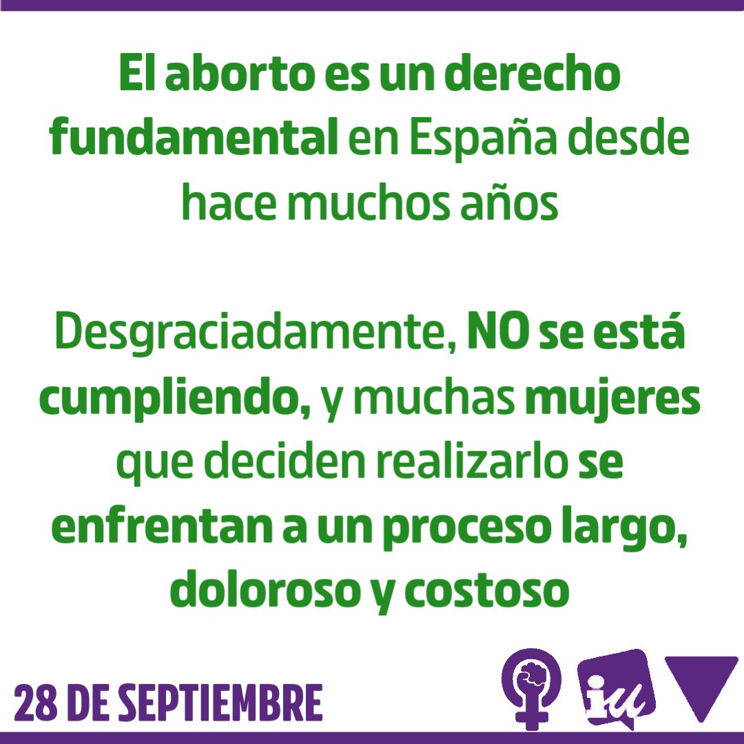 Hoy #28S exigimos que todas las comunidades autónomas cumplan con la ley orgánica 1/2023 para garantizar el #DerechoAlAborto
un derecho fundamental para nosotras las #Mujeres que nos permite decidir sobre nuestros propios cuerpos y el momento idóneo en nuestra vida para ser madre