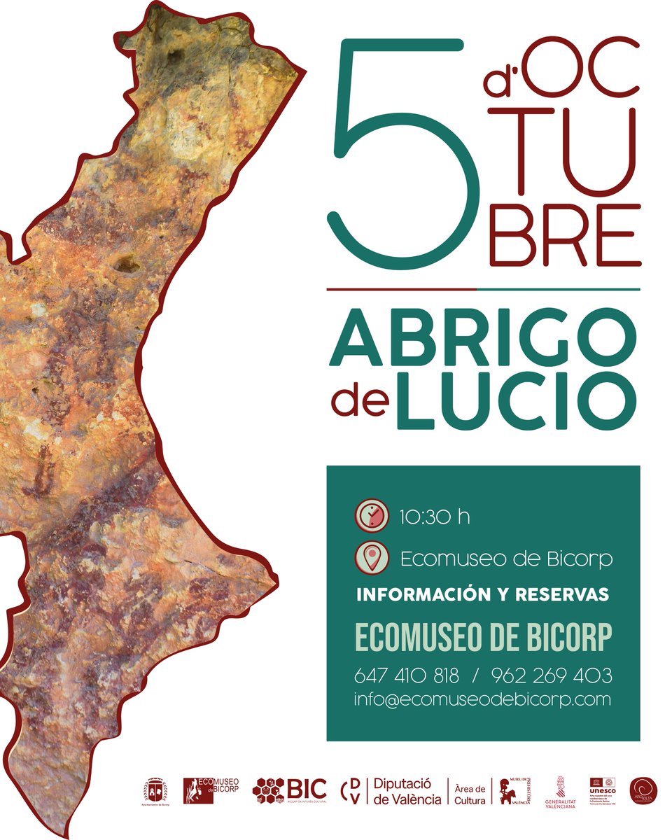 El 5 de octubre, como parte de la programación del #9octubre se hará una visita guiada gratuita al Abrigo de Lucio. Fecha pefecta para conocer sus representaciones, que son de especial importancia por la abundancia de figuras femeninas de estilo levantino.
¡Ven a conocerlo!