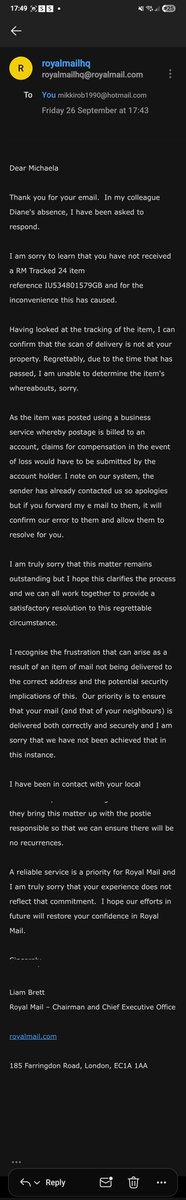PrincessMikki1's tweet photo. @BootsUK I sent via FB along with @RoyalMail admission that the parcel was NOT delivered to my property. So I'm unsure why this will take 2 weeks to resolve. I had sent the proof that it wasn't delivered already, and you still rejected my claim for a refund. https://t.co/cFVCrmff9p