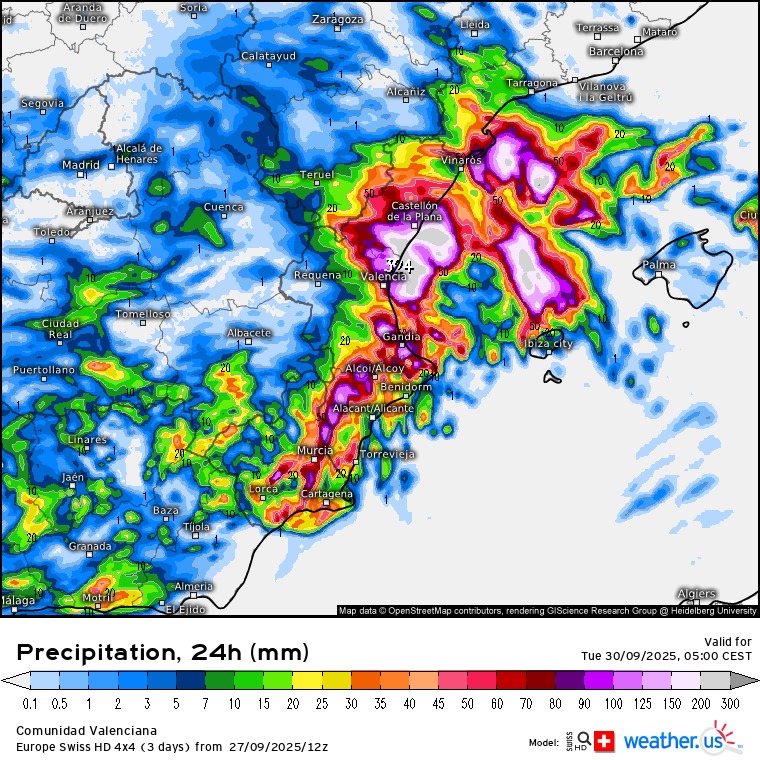 ⚠️⚠️ Mucha precaución durante las próximas horas en la Comunidad Valenciana 

La llegada de los restos del huracán #Gabrielle provocarán un episodio de lluvias torrenciales.

🔴 En base a los últimos modelos podrían superarse los 300 lm² localmente