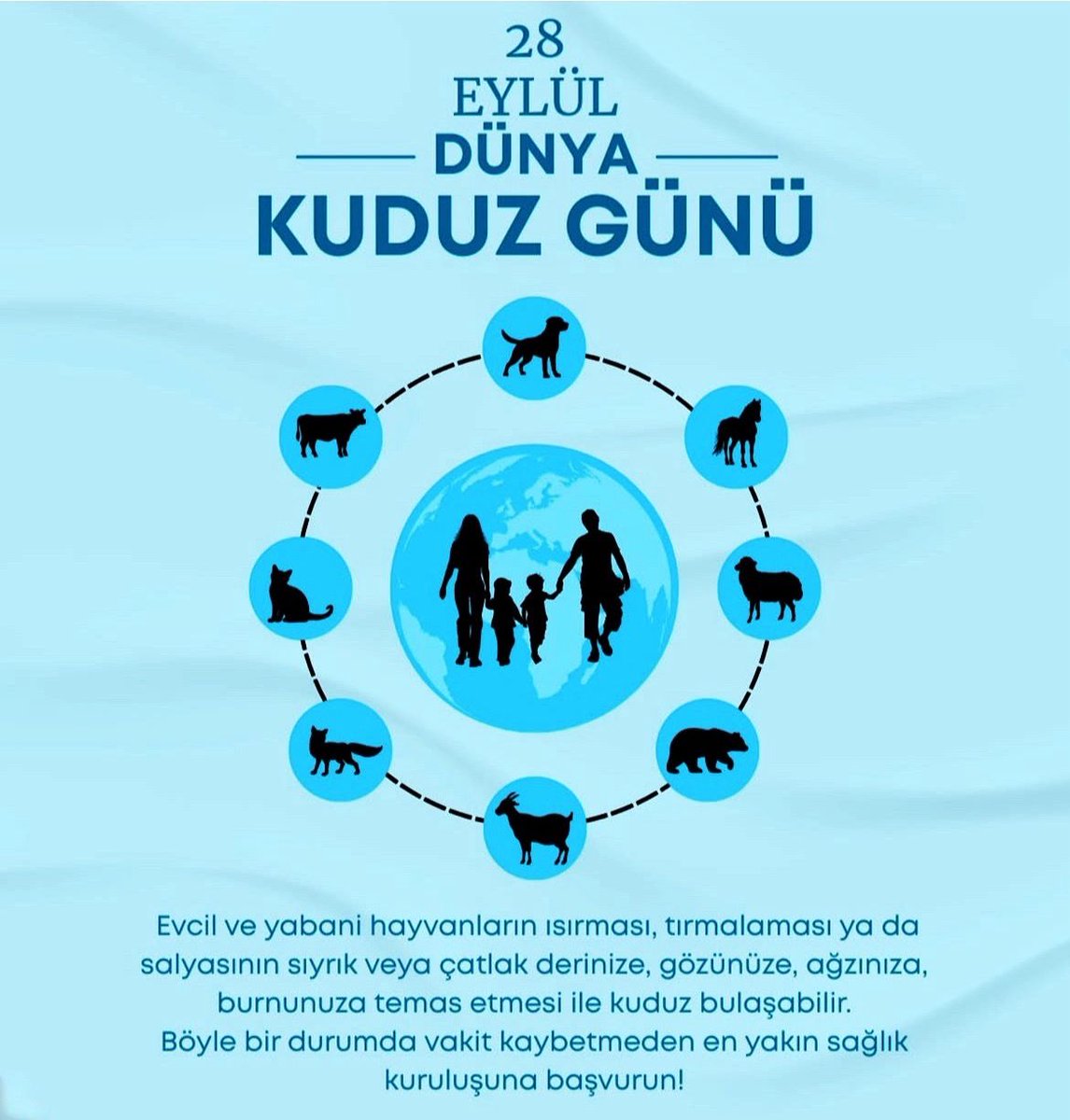 HadimDh42's tweet photo. 🧬 28 Eylül Dünya Kuduz Günü
Bugün, insanlık için hâlâ ölümcül tehdit oluşturan kuduz hastalığına dikkat çekmek için önemli bir gün.

#DünyaKuduzGünü #Sağlık #KuduzdanKorun https://t.co/onUFsitqE9