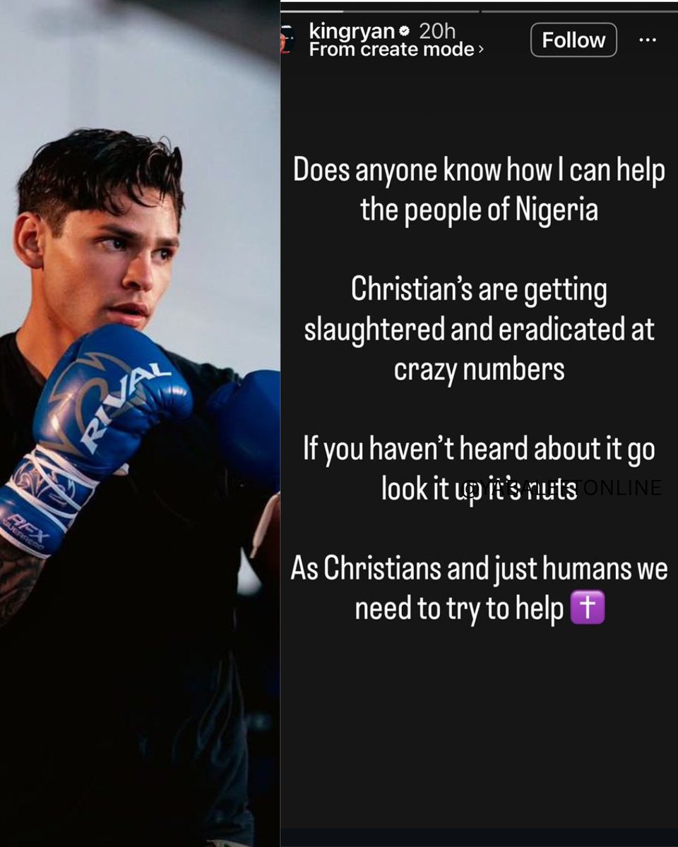 'Does anyone know how l can help the people of Nigeria?' - American professional boxer Ryan Garcia wades into conversation about religious crisis in Nigeria.