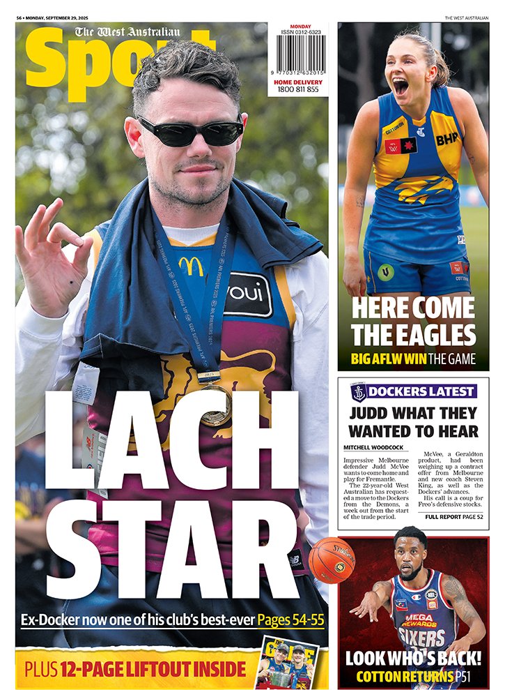 The back page of tomorrow's <a href="/westaustralian/">The West Australian</a> 

<a href="/TheWestSport/">The West Sport</a>