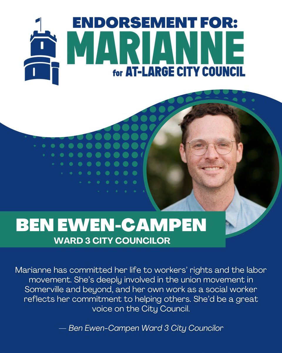 I appreciate the support of Ben Ewen-Campen, Somerville Ward 3 City Councilor . I appreciate that when I reach out to talk about the needs of community members and workers, he is always willing to help out.
