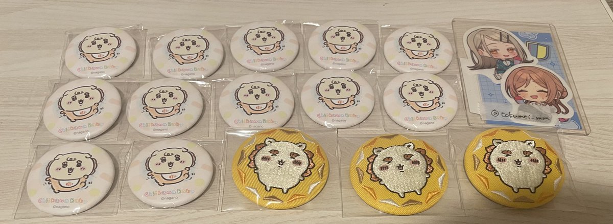 【譲渡•買取】ちいかわBaby おねんね缶バッジ

譲 シーサー12点（刺繍バッジはおまけでおつけします）

求 まとめて3600円＋送料

郵送でのお取引のみ
☑︎PayPayマネー or銀行振込
お気軽にお声掛けください。